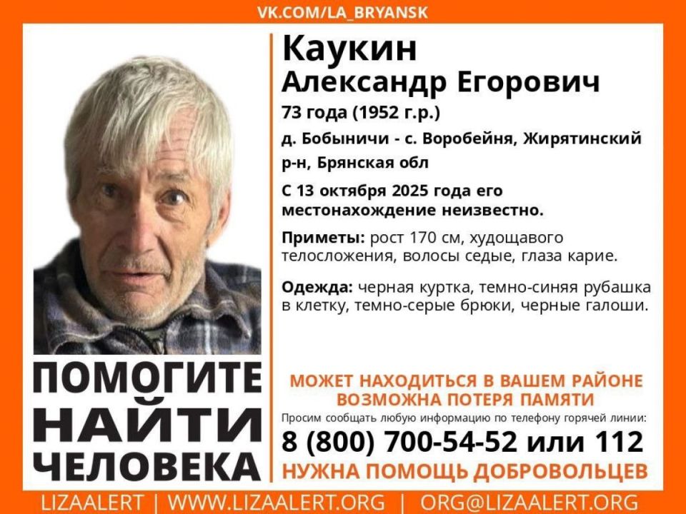 Под Брянском ищут потерявшего память пенсионера