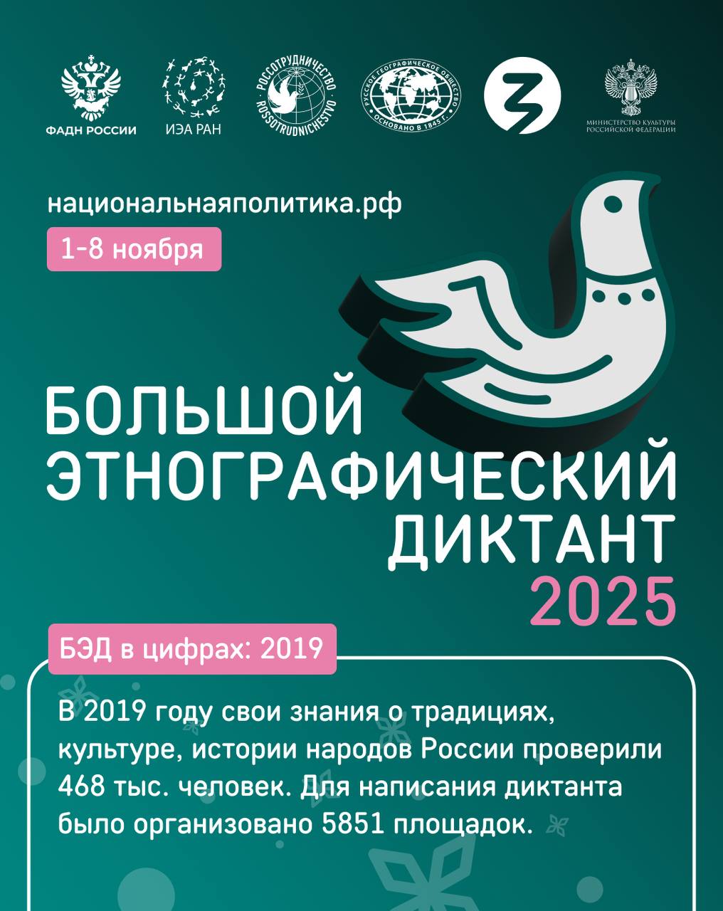 #БЭДвЦифрах. В 2019 году свои знания о традициях, культуре, истории народов России проверили 468 тыс