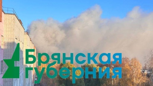 Громадный столб дыма поднялся утром над центром Брянска