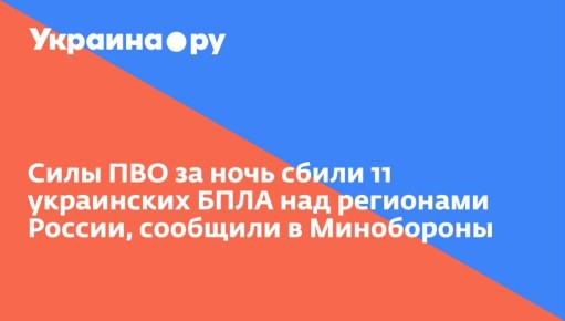 Силы ПВО за ночь сбили 11 украинских БПЛА над регионами России, сообщили в Минобороны