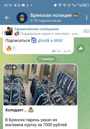 В Брянске задержали похитителя... куртки