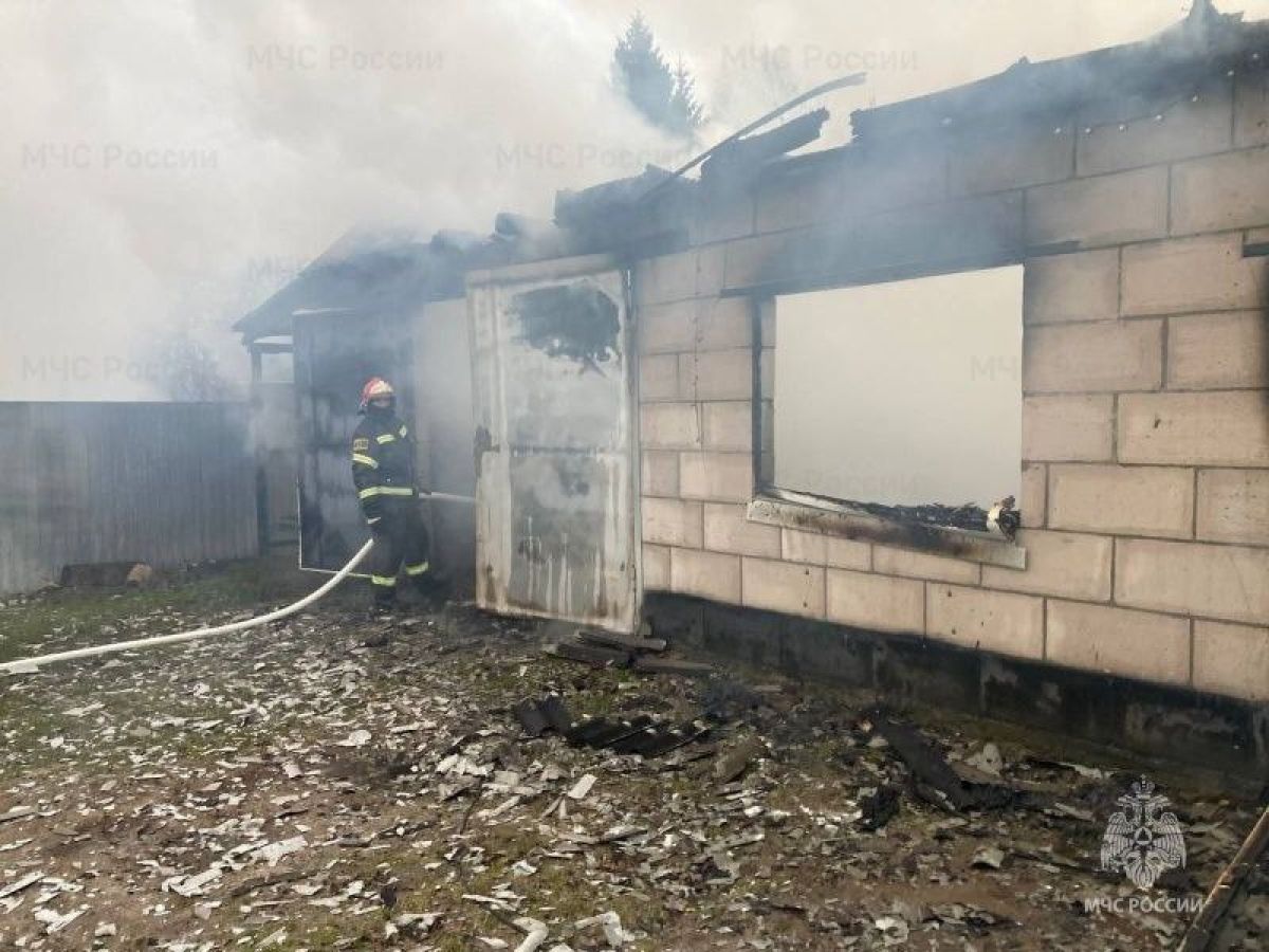 В Брасовском районе от гаража и машин осталось пепелище