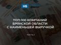 ТОП-100 компаний Брянской области с наименьшей выручкой за 2024 год. Часть 2