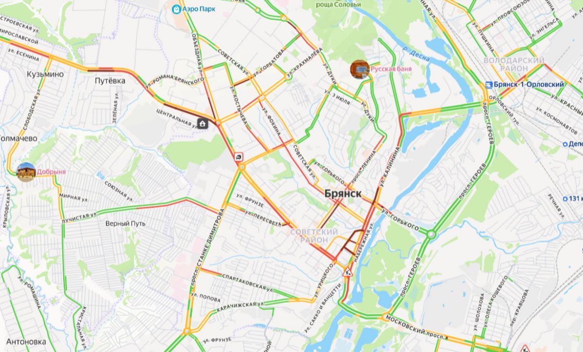 Десятибалльные пробки сковали Брянск после ночного шторма