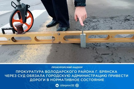 Суд удовлетворил исковое заявление прокуратуры Володарского района г. Брянска об обязании Брянской городской администрации привести дорожное полотно на ул. Красный Маяк, а также остановочный пункт общественного транспорта «Ул