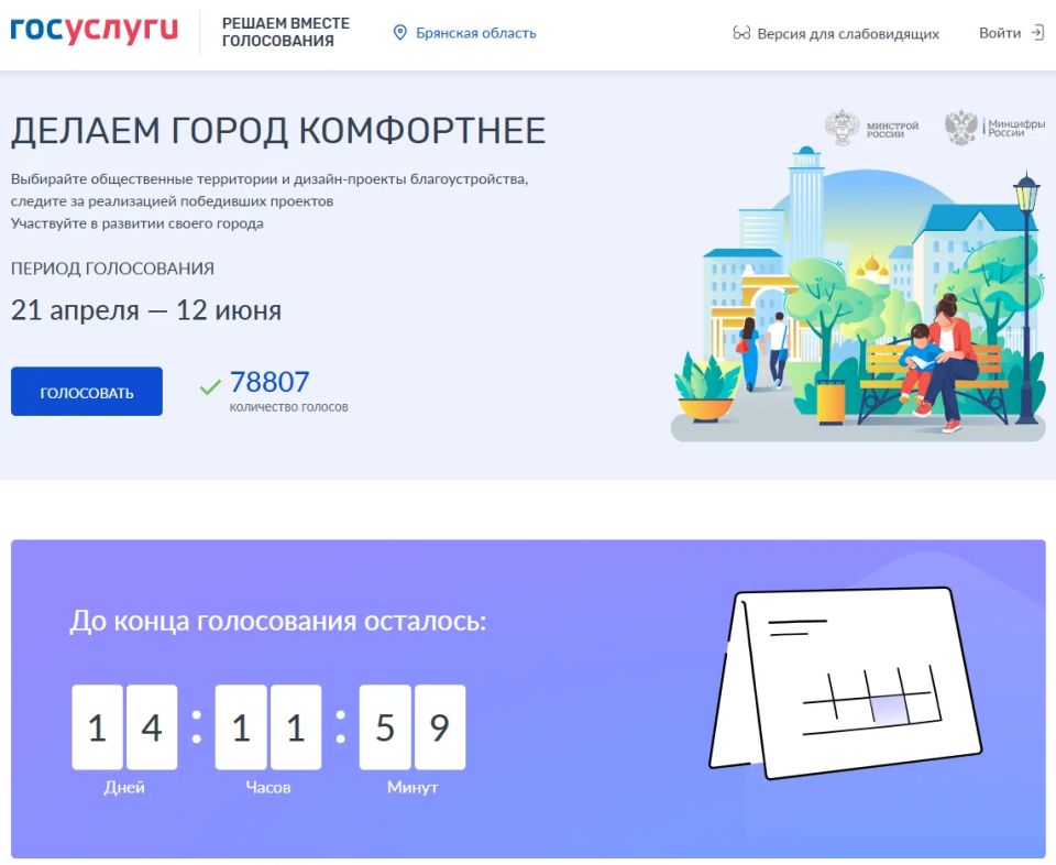 Продолжается Всероссийское голосование по отбору общественных территорий для благоустройства