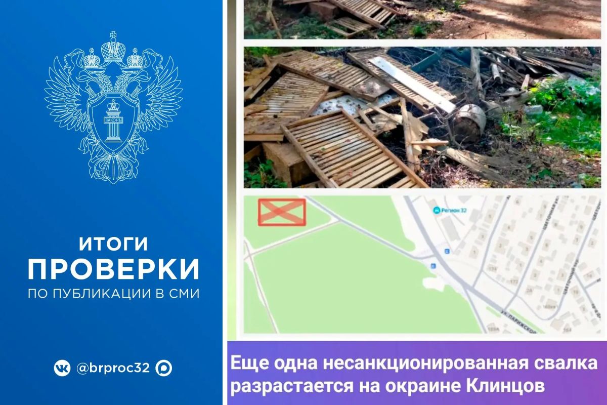 Клинцовская межрайонная прокуратура отреагировала на сигнал СМИ об образовании несанкционированной свалки