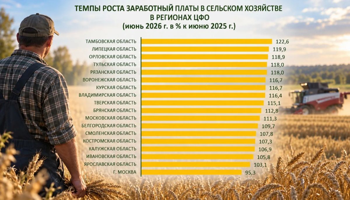 Брянская область вошла в десятку регионов-лидеров Центрального федерального округа по темпам роста заработной платы в сельском хозяйстве
