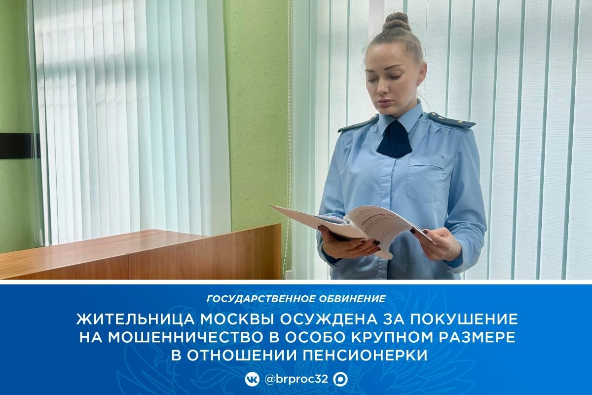 Прокуратура Бежицкого района Брянска поддержала государственное обвинение по уголовному делу в отношении жительницы г. Москвы, 1976 года рождения