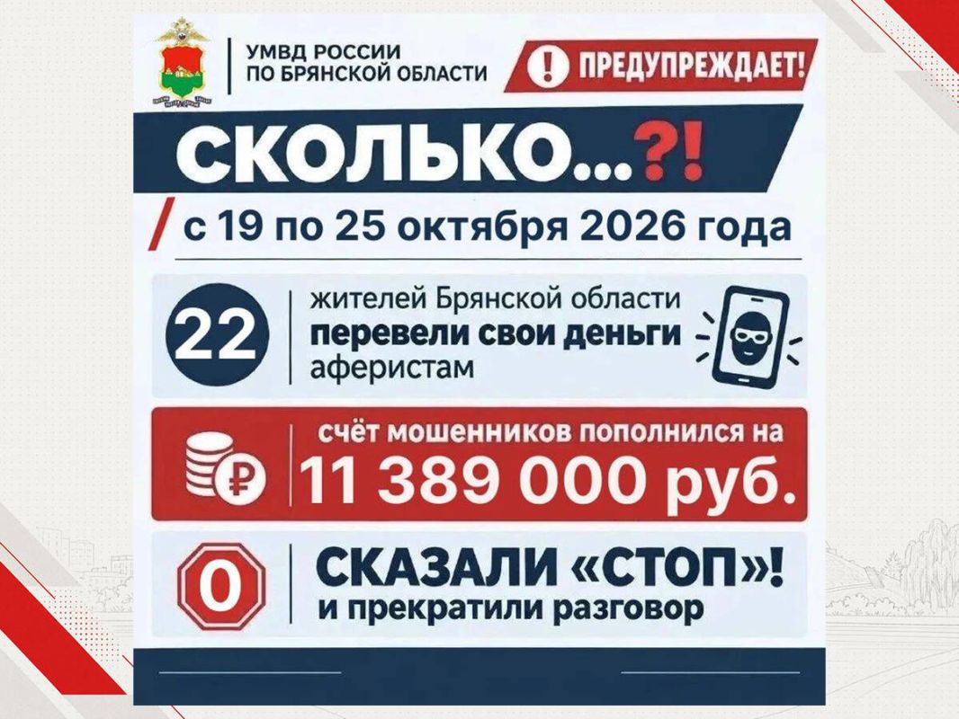 22 брянца за неделю отдали мошенникам более 11 миллионов рублей